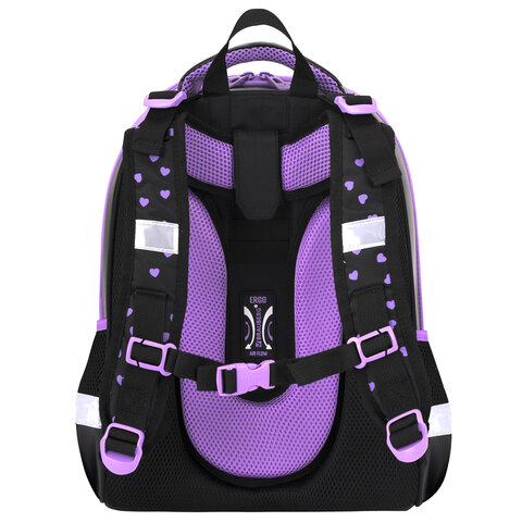 Ранец BRAUBERG SHINY, 2 отделения, с брелком, Pretty face, 38×28х14 см