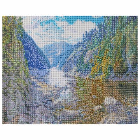 Картина стразами (алмазная мозаика), 40×50 см, ОСТРОВ СОКРОВИЩ «Горная речка», без подрамника