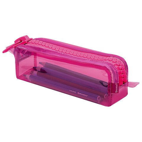 Пенал BRAUBERG с объемной «тракторной» молнией, 1 отделение, ПВХ, 22×8х6.5 см, «Ultra pink»