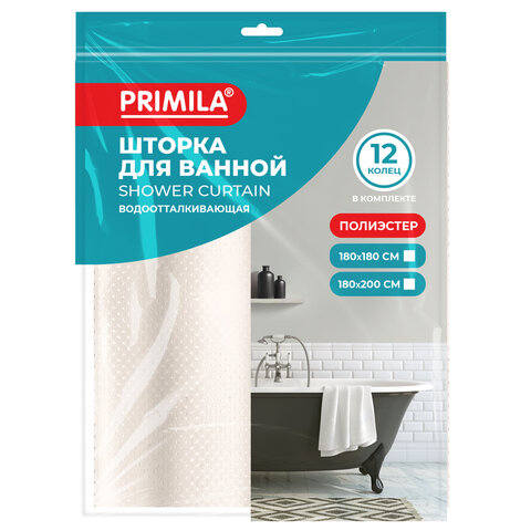 превью Шторка для ванной ПОЛИЭСТЕР, 180×180см, кольца в комплекте, БЕЖЕВЫЙ БРИЛЛИАНТ, PRIMILA