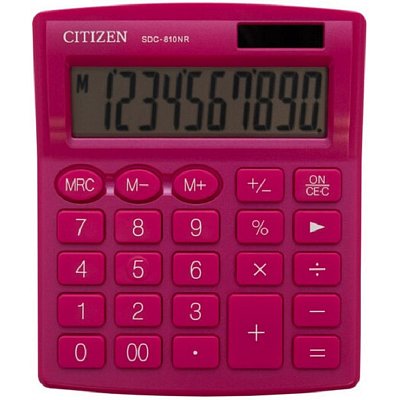 Калькулятор настольный компактный Citizen SDC810NRPKE 10-разрядный розовый