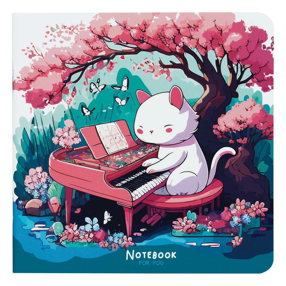 Записная книжка 170×170 мм 40л. на скрепке MESHU «Cat`s symphonie», soft-touch ламинация, блок без линовки, 80г/м2