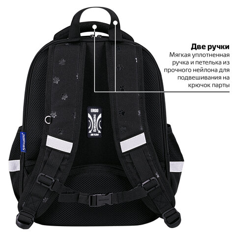 Ранец BRAUBERG FIT, 2 отделения, «Dark cat», 38×27х14 см