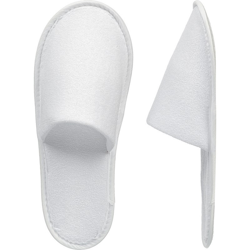 превью Тапочки одноразовые махровые/спанбонд закрытый мыс подошва ЭВА 3 мм белые Стандарт 100 пар в упаковке