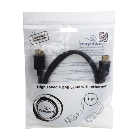 Кабель HDMI, 1 м, GEMBIRD, M-M, экранированный, для передачи цифрового аудио-видео, CC-HDMI4L-1M