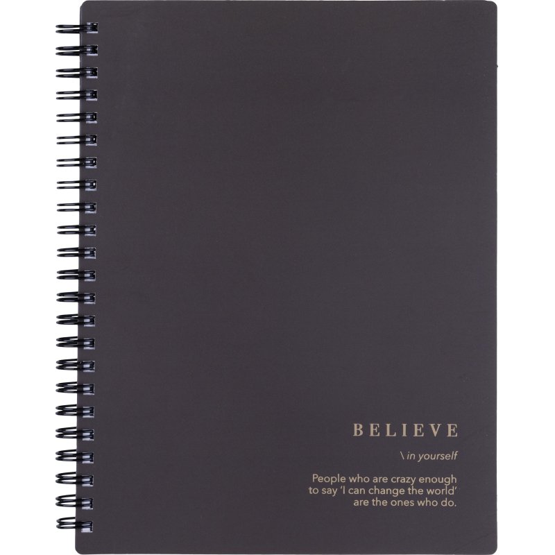 Тетрадь общая, BS, А5, 120л., клетка, спираль. Believe, черный N4200