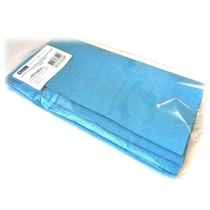 Салфетки хозяйственные Микрополимер микрофибра 40×35 см 310 г/кв. м синие 5 штук в упаковке