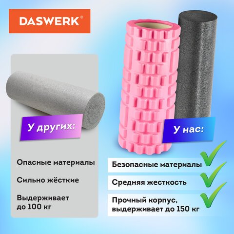 Массажные ролики для йоги и фитнеса 2 в 1, фигурный 33×14 см, цилиндр 33×10 см, розовый/чёрный, DASWERK