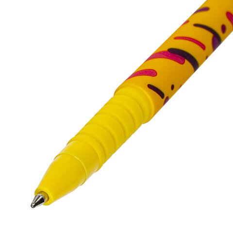 Ручка шариковая BRAUBERG SOFT TOUCH GRIP «LINES», СИНЯЯ, мягкое покрытие, узел 0.7 мм