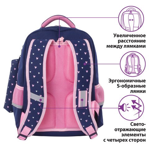 Рюкзак ЮНЛАНДИЯ COMPLETEс пеналом в комплектеэрго-спинкаPink bow42×29х14 см229972