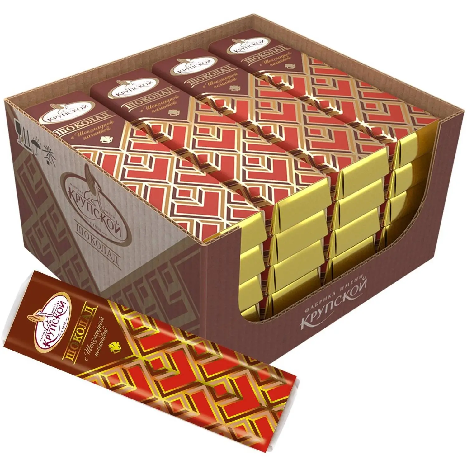 Шоколадный батончик Фабрика им. Крупской (20 штук по 47 г)