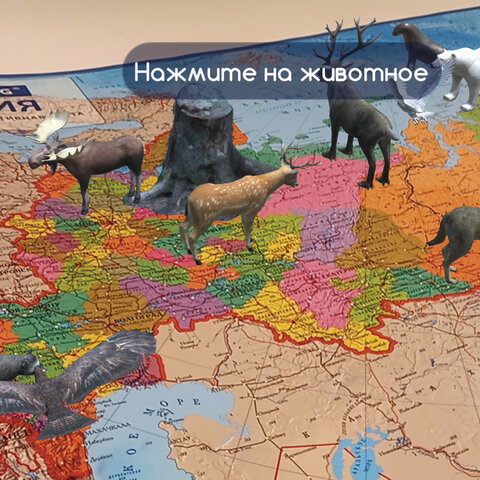 Карта России политико-административная 101×70 см, 1:8.5М, интерактивная, в тубусе, BRAUBERG