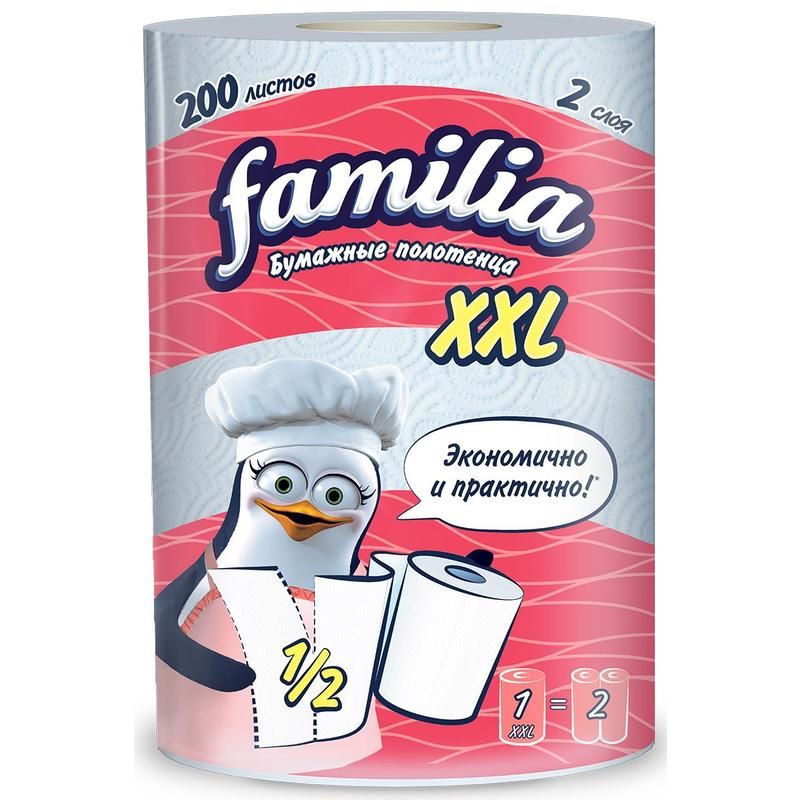 превью Полотенца бумажные Familia XXL 2-слойные белые по 25 метров