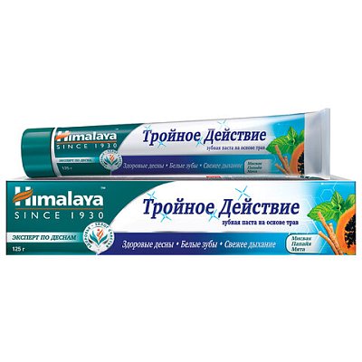 Зубная паста 125 г, HIMALAYA «Тройное действие», на основе трав