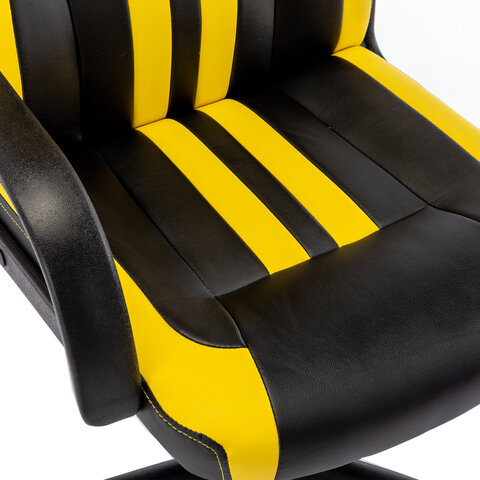 Кресло компьютерное BRABIX «Stripe GM-202», экокожа, черное/желтое