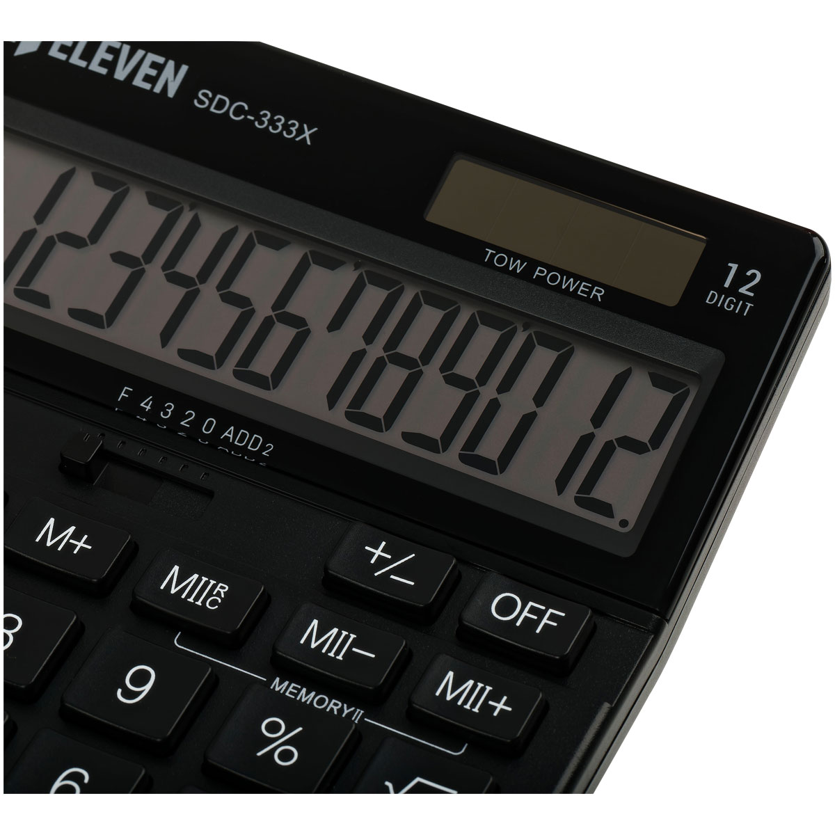 Калькулятор настольный Eleven SDC-333X-BK, 12 разрядов, двойное питание, 125×155×31мм, черный