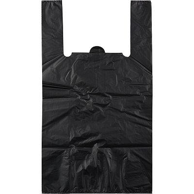 Пакет-майка ПНД, усиленный, черный (40+18×70см, 50 штук в упаковке)