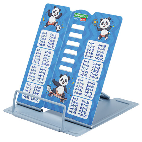 превью Подставка для книг и учебников BRAUBERG KIDS mini «Panda» с таблицей умножения, регулируемый угол наклона, металлическая