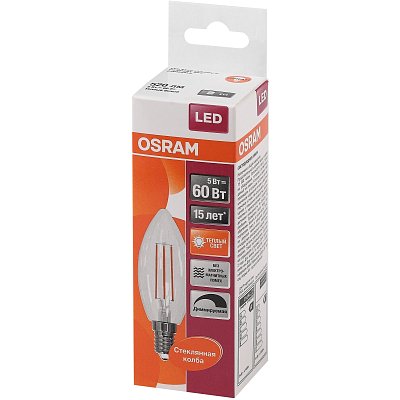 Лампа светодиодная OSRAM LSCLB60D 5W/827 230V FIL E14 FS1