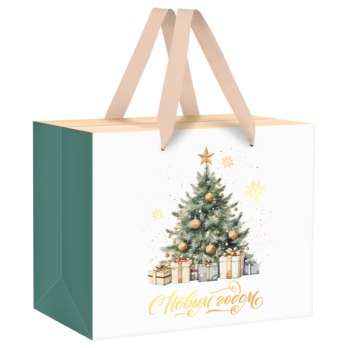 Пакет-коробка подарочный 27×20×13см MESHU «Christmas mood», фольга, матовая ламинация