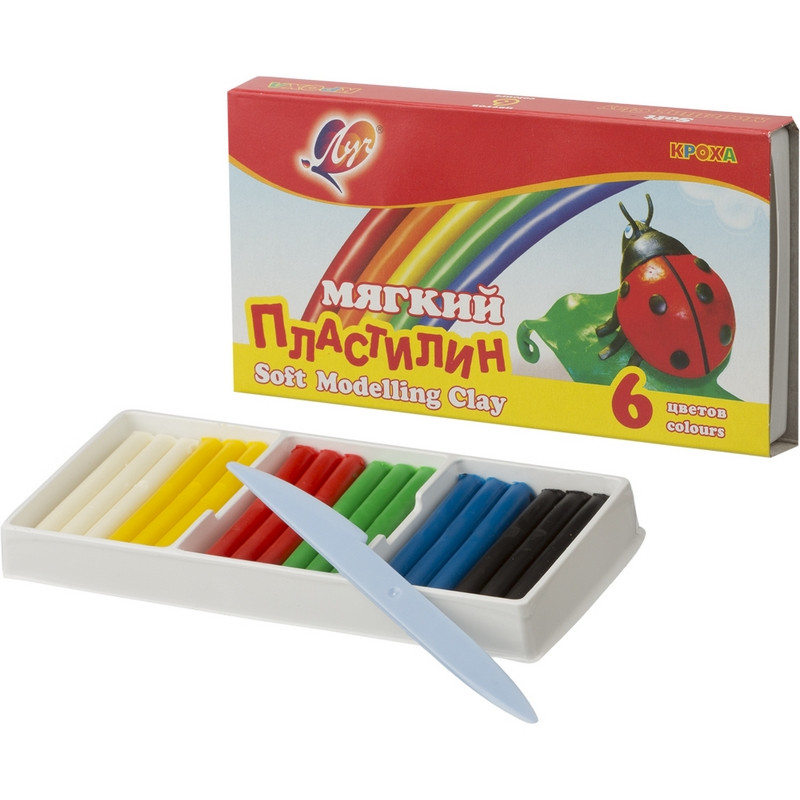 Пластилин «Кроха», 6 цветов, стек