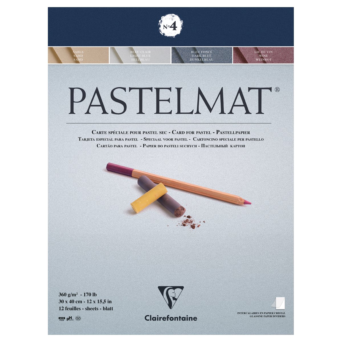 превью Альбом для пастели 12л. 300×400мм на склейке Clairefontaine «Pastelmat», 360г/м2, бархат, цв. блок