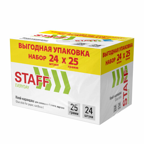 превью Клей-карандаш 25 г, ВЫГОДНАЯ УПАКОВКА, КОМПЛЕКТ 24 ШТУКИ, STAFF EVERYDAY