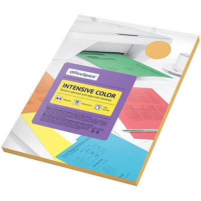 Бумага цветная OfficeSpace «Intensive Color», A4, 80 г/м², 100л., (оранжевый)