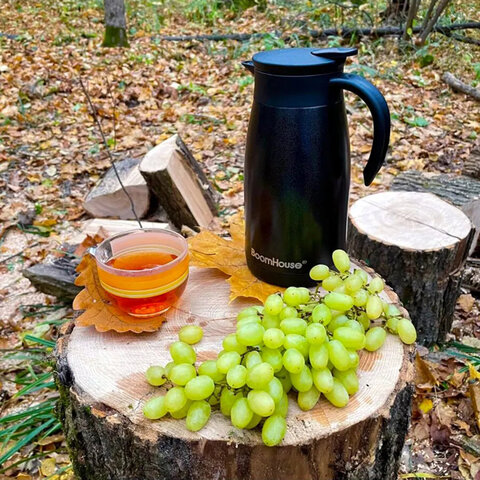 Чайник-термос 1 л, BOOMHOUSE (БУМХАУС) COFFEE BREAK, нержавеющая сталь SUS304, черный, ТЕРМОЧАЙНИК
