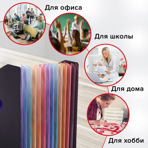 Лоток-органайзер вертикальный для бумаг и документов, 13 отделений, BRAUBERG DOCS, А4 черный