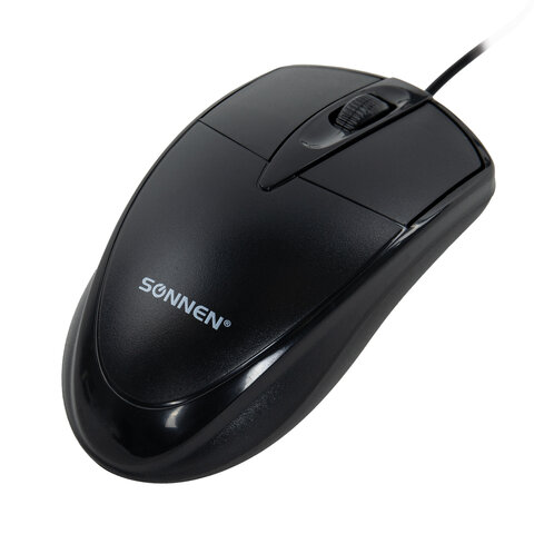 Мышь проводная SONNEN B61, USB, 1000 dpi, 2 кнопки + колесо-кнопка, оптическая, черная