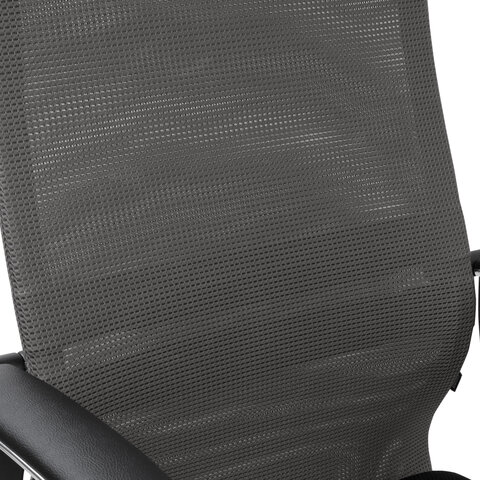 Кресло офисное BRABIX PREMIUM «Ultimate EX-801» хром, плотная двойная сетка Х2, черное/серое