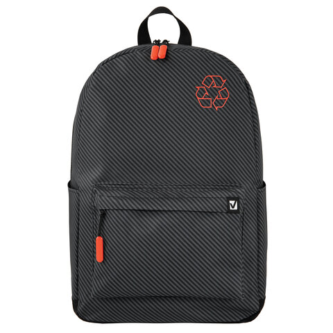 Рюкзак BRAUBERG ENERGETIC универсальный, эргономичный, «Recycle», черный, 43×30х16 см