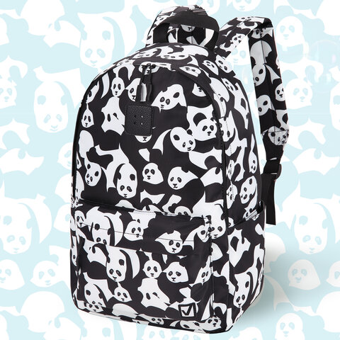 Рюкзак BRAUBERG POSITIVE универсальный, потайной карман, «Pandas», 42×28х14 см