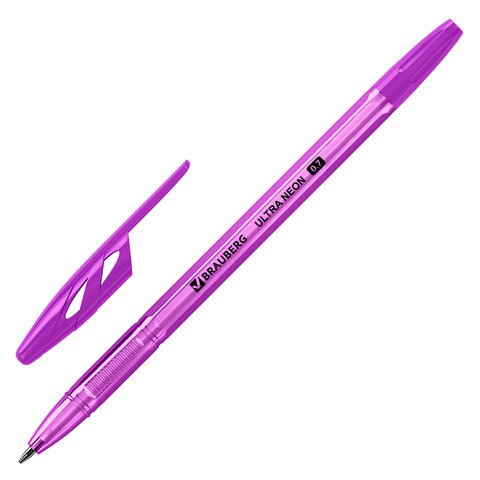 Ручка шариковая BRAUBERG «ULTRA NEON», СИНЯЯ, узел 0.7 мм, чернила ГЕРМАНИЯ, наконечник ШВЕЙЦАРИЯ