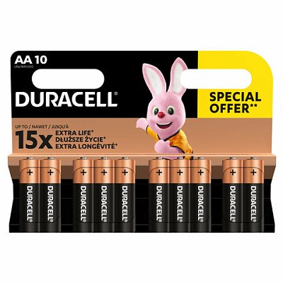 Батарейки КОМПЛЕКТ 10 шт. DURACELL Basic ОРИГИНАЛAA (LR615А)алкалиновыепальчиковые