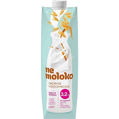 Напиток овсяный Nemoloko ультрапастеризованный с кальцием и витаминами 3.2% 1 л