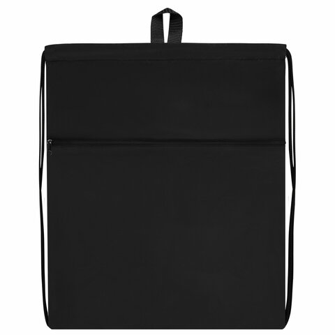 Мешок для обуви BRAUBERG БОЛЬШОЙ, с ручкой, карман на молнии, сетка, 49×41 см, «Total Black»