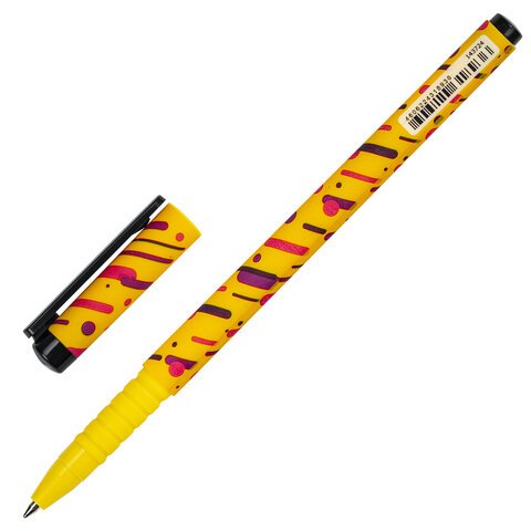 Ручка шариковая BRAUBERG SOFT TOUCH GRIP «LINES», СИНЯЯ, мягкое покрытие, узел 0.7 мм