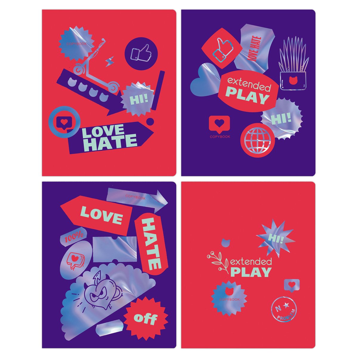 превью Тетрадь 96л., А5, линия BG «Stickers», тиснение голографической фольгой