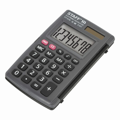 Калькулятор STAFF карманный STF-6248, 8 разрядов, двойное питание, 104х63мм