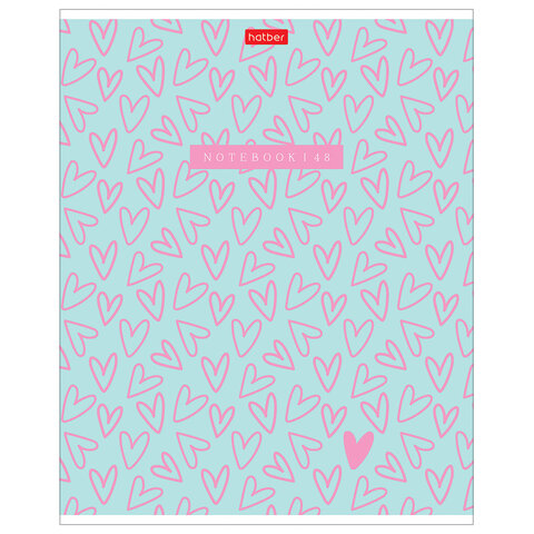 Тетрадь обложка пластик, А5 48 л., скоба, клетка, HATBER, «LOVE IS... » (микс в спайке), 092371