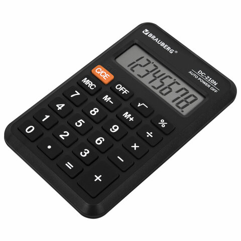 Калькулятор карманный BRAUBERG DC-210N (63×98 мм)8 разрядовчерный272953