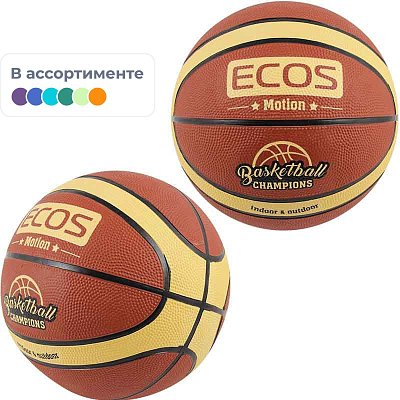 Мяч баскетбольный ECOS MOTION BB105 (№7, цв в ассорт,12 панелей), 998189