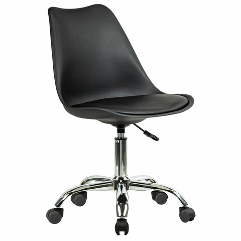 превью Кресло стул BRABIX «Eames MG-310 CH», хром, пластик черный, экокожа черная