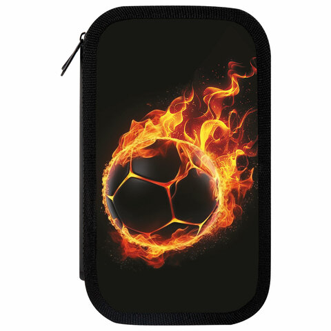 Пенал ЮНЛАНДИЯ, 3 отделения, картон с эффектом soft-touch, 19×11 см, «Fire ball»