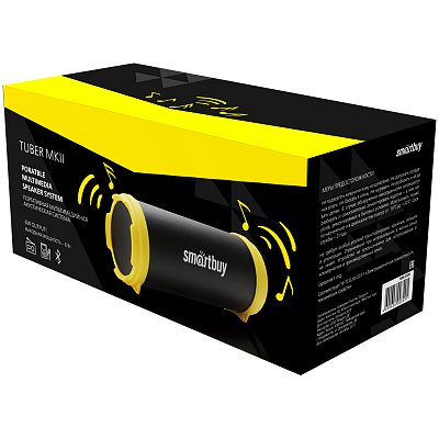 Колонка портативная Smartbuy Tuber MK2, 2×3W, Bluetooth, FM, 1500 мА*ч, до 8 часов работы, желтый, черный