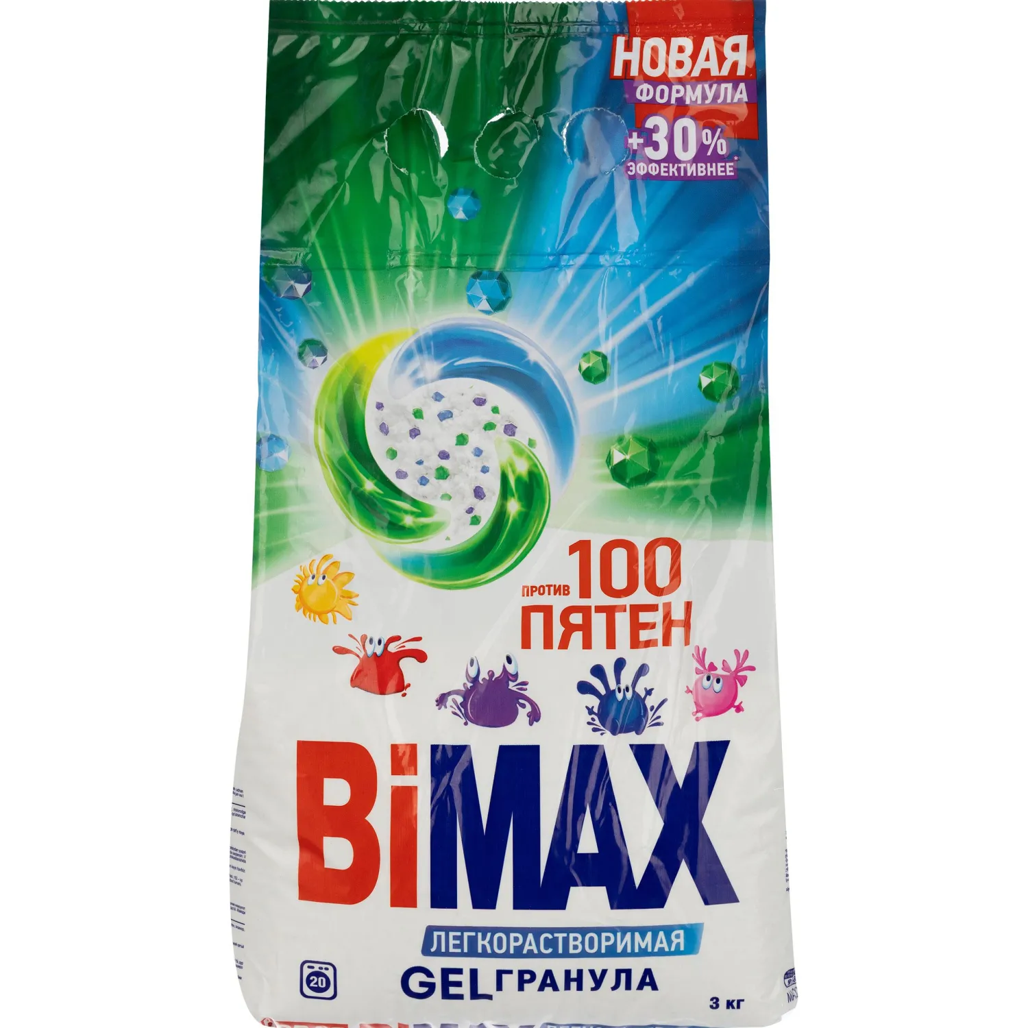превью Порошок стиральный автомат BiMax 100 пятен 3 кг для белого и цветного белья
