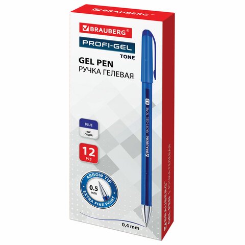 Ручка гелевая BRAUBERG «Profi-Gel TONE», СИНЯЯ, линия письма 0.4 мм, стандартный наконечник 0.5 мм, тонированный корпус