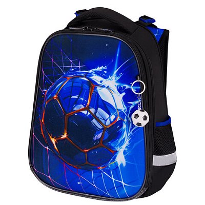 Ранец BRAUBERG PREMIUM, 2 отделения, с брелоком, «Score goal», 3D-панель, 38×29х16 см